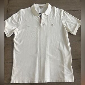 Men’s White Burberry Polo Short Sleeved Shirt